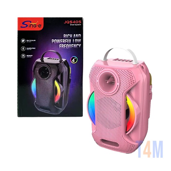 Altavoz Inalámbrico Mini Portátil Sing-e JQS405 con Micrófono Rosa