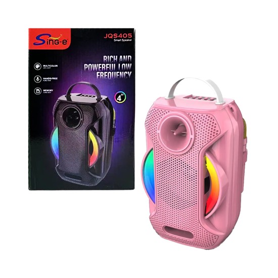 Sing-e Mini Portable Wireless Speaker JQS405 with Mic Pink