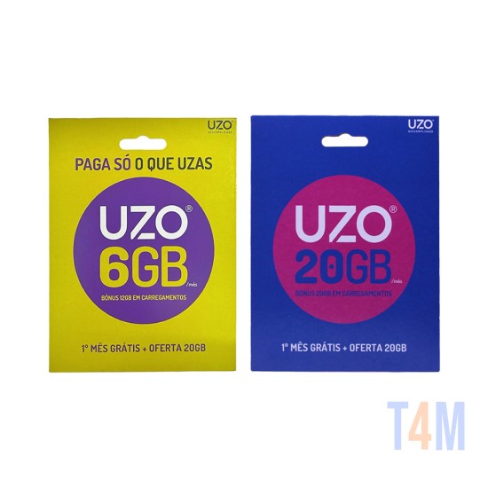 UZO SIM Card Combo Set Uzo 26GB (1000 min/50SMS) + UZO 40GB (20GB+2000MIN+50 SMS 20GB) Bonus Carregmento for 1 Month