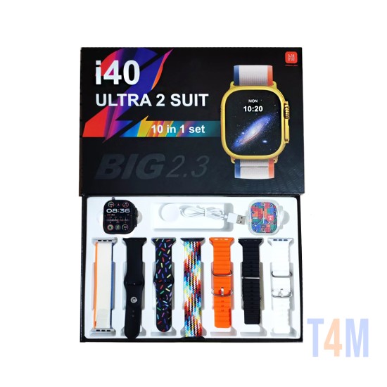 Smartwatch i40 Ultra 2 Suit with 7 Straps 2.3" (Call Version) Black