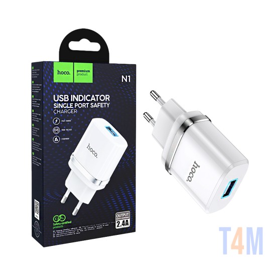 Adaptador Hoco N1 Ardent USB 2,4A Blanco