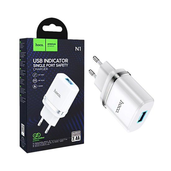 Adaptador Hoco N1 Ardent USB 2,4A Branco