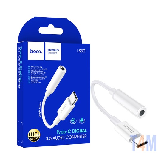 Cable Adaptador de Audio Hoco LS30 Tipo-C a 3,5mm Blanco