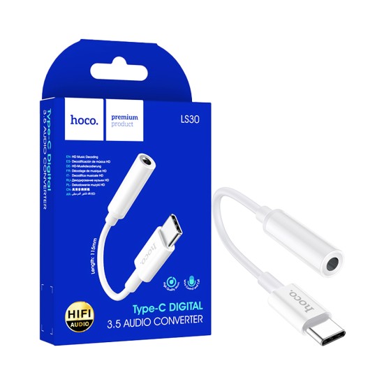 Hoco Audio Adapter Cable LS30 Type-C to 3.5mm White