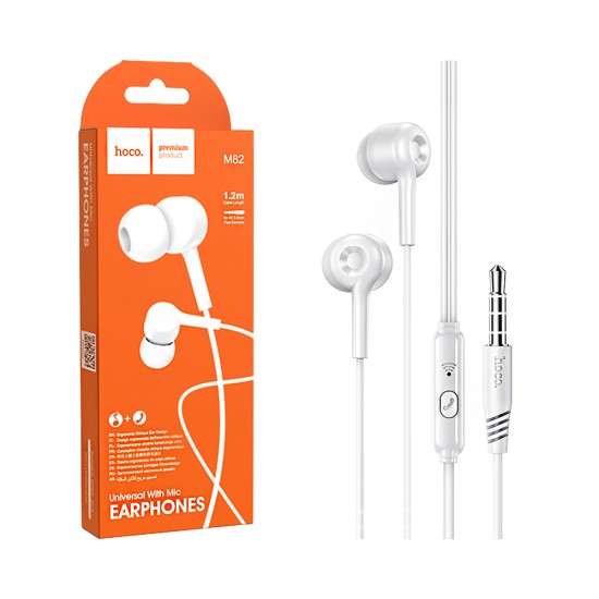 Hoco Universal Wired Earphones M82 La Musique with Microphone 3.5mm 1.2m White