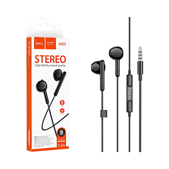 Hoco Universal Wired Earphones M93 with Microphone 3.5mm 1.2m Black