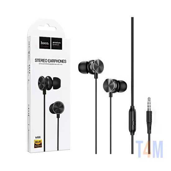 Hoco Universal Wired Earphones M96 Platinum with Microphone 3.5mm 1.2m Deep Black