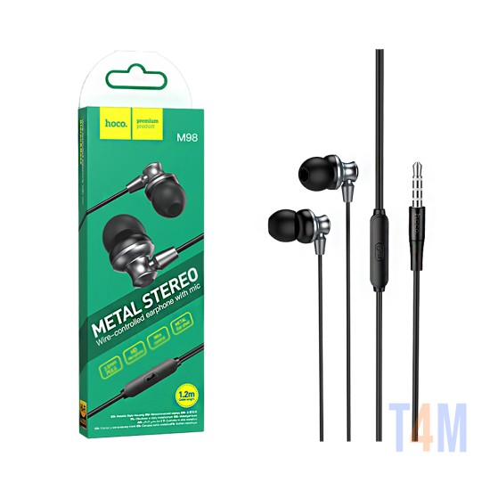 Auriculares Universal Hoco M98 Delighted con Cable y Micrófono 3,5mm 1,2m Gris Metálico