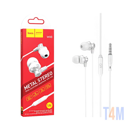 Hoco Universal Wired Earphones M98 Delighted with Microphone 3.5mm 1.2m Silver Sand