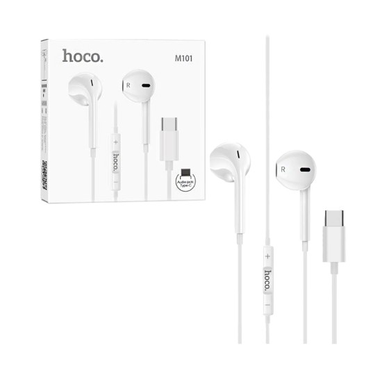 Hoco Digital Wired Earphones M101 Crystal Joy with Mic Type-C 1.2m White