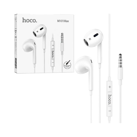 Hoco Wired Earphones M101 Max Crystal Grace with Microphone 3.5mm 1.2m White