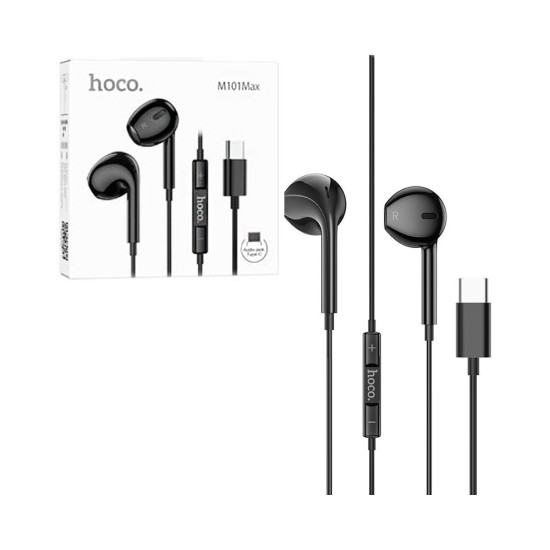 Hoco Wired Earphones M101 Max Crystal Grace with Microphone Type-C 1.2m Black