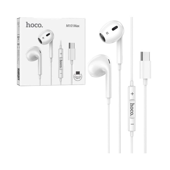 Hoco Wired Earphones M101 Max Crystal Grace with Microphone Type-C 1.2m White