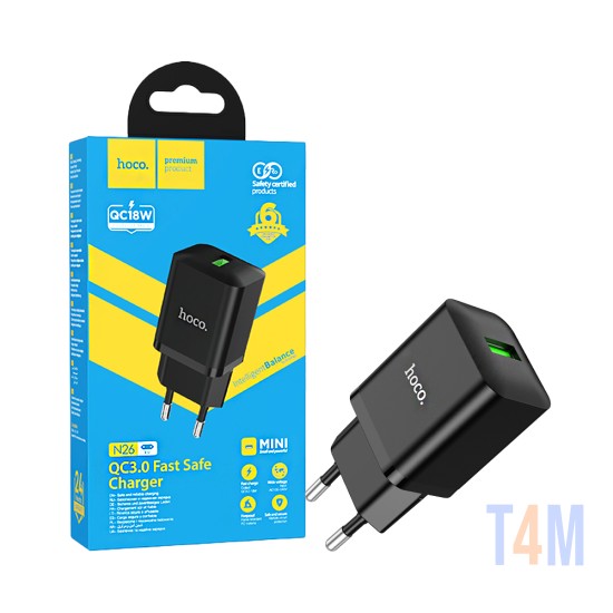 Adaptador Hoco N26 Maxim USB 3A 18W Preto