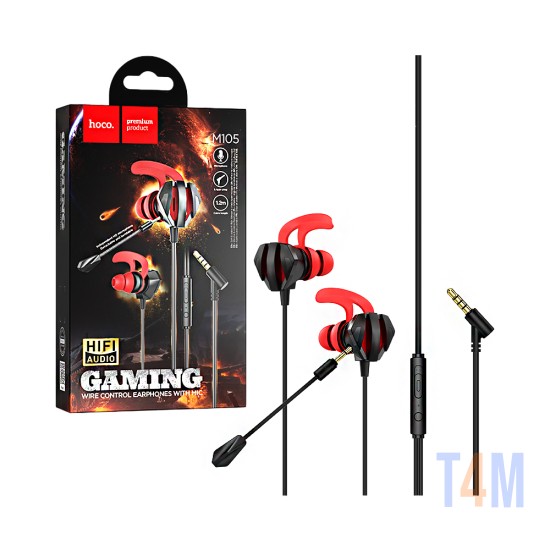 Auscultadores jagos Hoco M105 Sharp com Cabo e Microfone Destacável 3,5mm 1,2m Preto