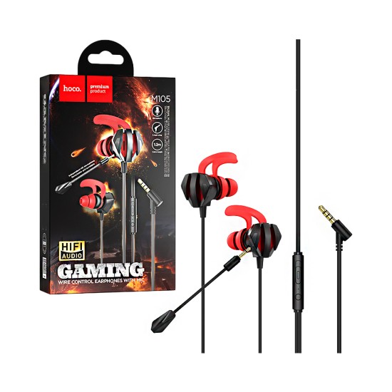 Hoco Gaming Wired Earphones M105 Sharp with Detachable Microphone 3.5mm 1.2m Black