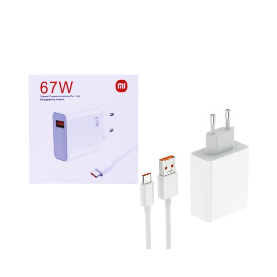 Xiaomi Charger MDY-12-ES USB Port 67W GAN with Type-C Cable 3A 1m White