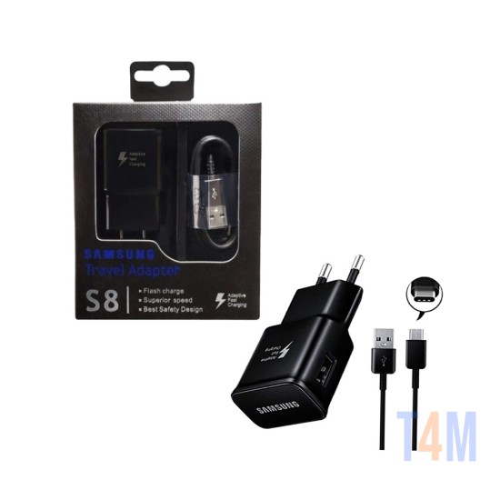 Cargador para Samsung S8 EP-TA20CBCQGCH con Tipo-C Cabo 1,2M Negro