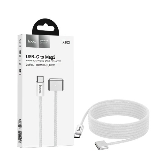 Cabo de Carregamento Magnético Hoco X103 Type-C para Magsafe 3 para Macbook 2m Branco