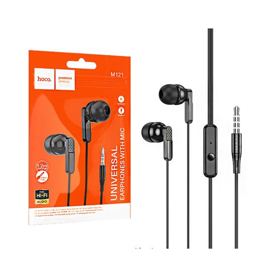 Hoco Universal Wired Earphones M121 Bright with Microphone 3.5mm 1.2m Black