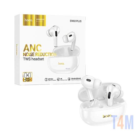 Auriculares True Inalámbricos Hoco EW60 Plus Norman ANC+ENC Reducción de Ruido Blanco