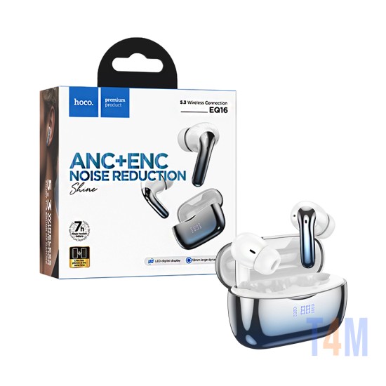 Auriculares True Inalámbricos Hoco EQ16 Shine ANC+ENC Reducción de Ruido Esmalte Azul