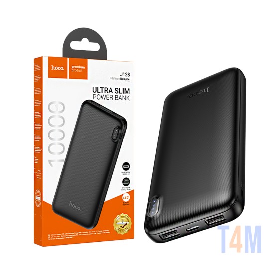 Hoco Power Bank J128 Powerful with 2 Ports Output USB 10000mAh Black