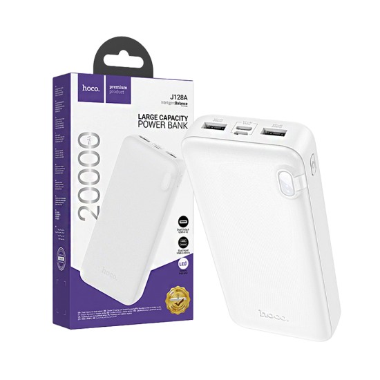 Power Bank Hoco J128A Powerful com 2 Puertos Outputs USB 20000mAh Branco