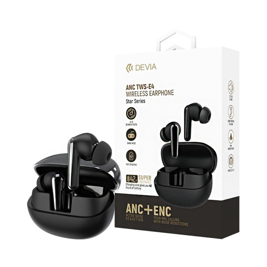 Devia True Wireless Earbuds EM409 Star Series E4 ANC+ENC Noise Reduction Black