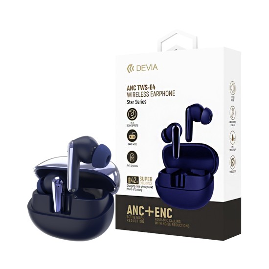 Devia True Wireless Earbuds EM409 Star Series E4 ANC+ENC Noise Reduction Blue