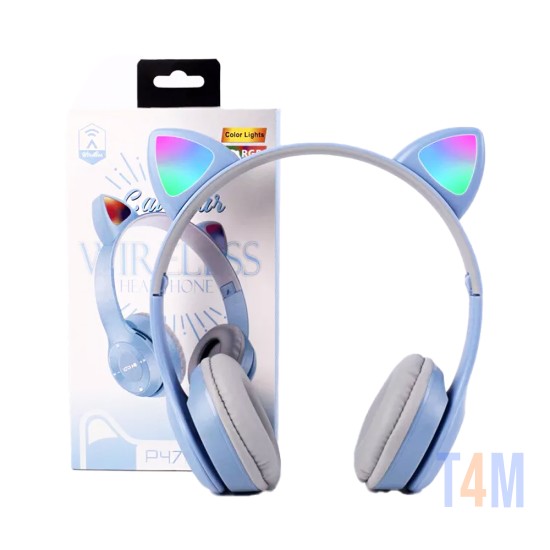 Auriculares Inalámbricos P47M Cat Ear Azul Claro