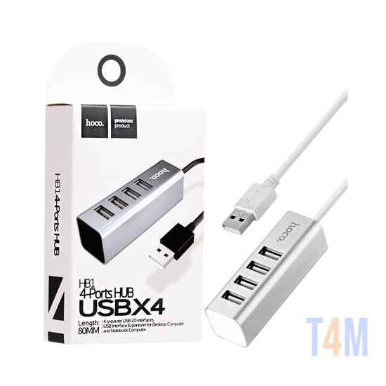 Hoco Adapter HB1 USB to 4USB 2.0 80cm Silver