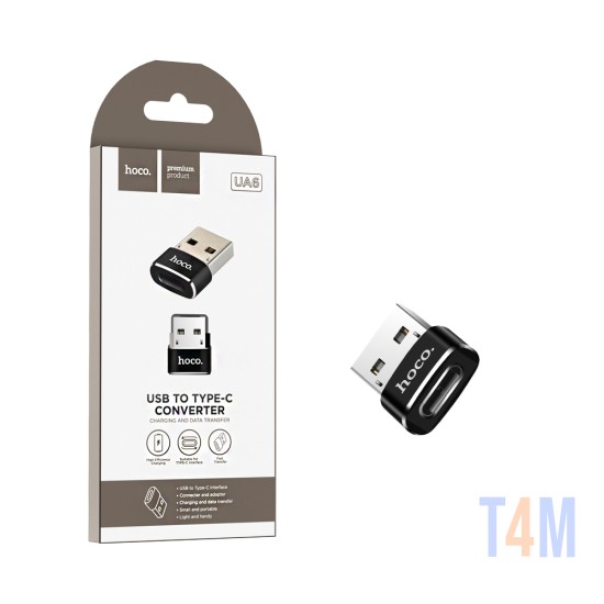 Adaptador Hoco UA6 USB Macho A Tipo-C Femenino 2,0 Negro