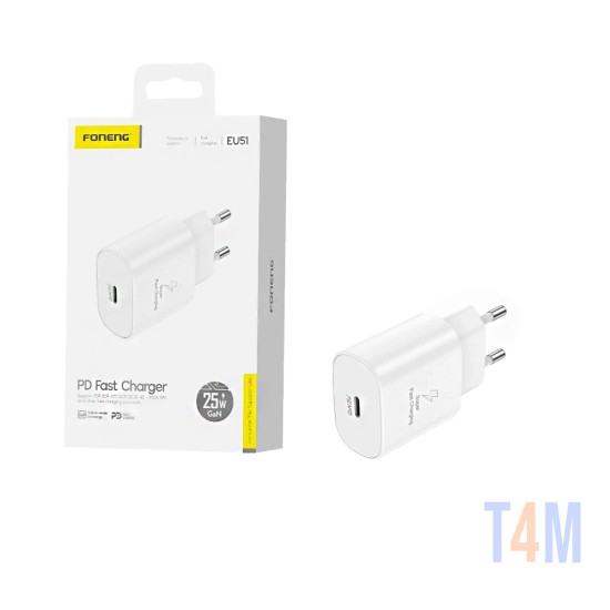 Adaptador Foneng EU51 Tipo-C PD 20W GAN Branco