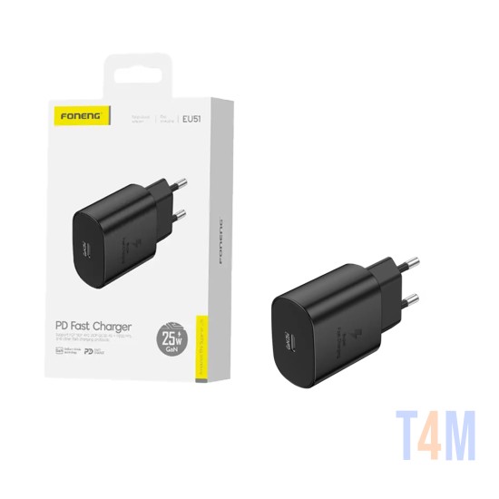 Foneng Adapter EU51 Type-C PD 20W GAN Black