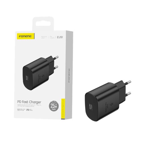 Adaptador Foneng EU51 Tipo-C PD 20W GAN Preto