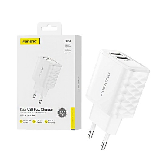 Adaptador Foneng EU53 2 Portas USB-A 2,4A Branco