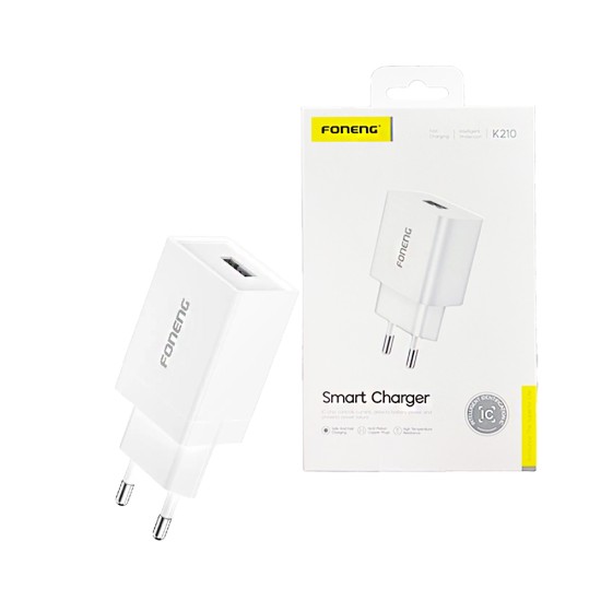 Adaptador Foneng K210 USB Rápido 2,1A Branco