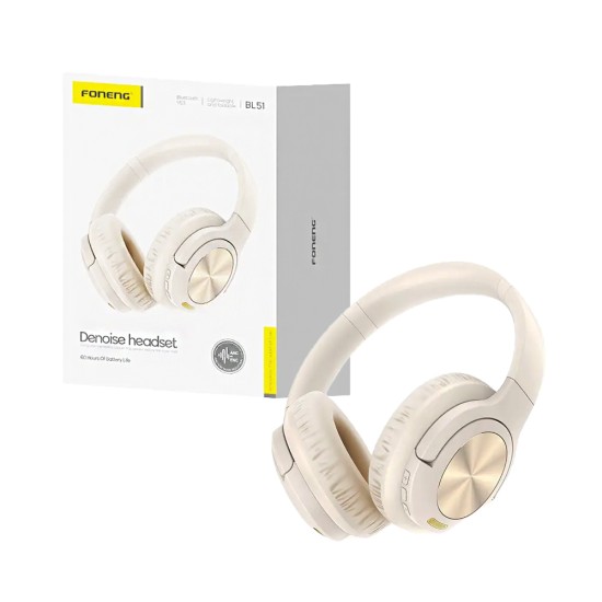 Foneng Wireless Headphone BL51 ANC+ENC Noise Canceling Beige