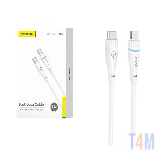 Cable Foneng  X101 Tipo-C para Tipo-C PD 60W 3A 1,2M Branco