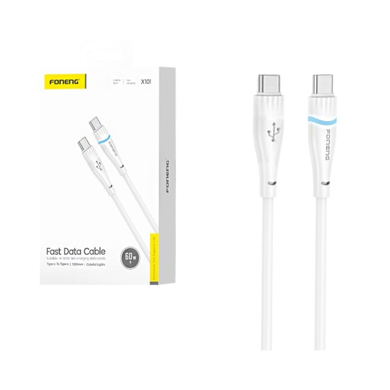 Cable Foneng  X101 Tipo-C para Tipo-C PD 60W 3A 1,2M Branco