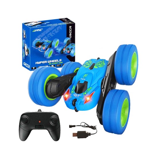 JJRC Hyper Wheels Stunt Car Q9 1:28 with Remote Control and Double Sided Drive Blue