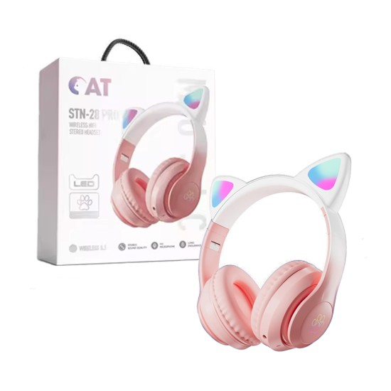 Auscultadores Sem Fio STN-28 Cat Pro Ear Rosa