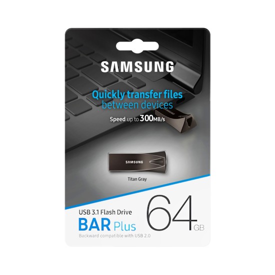 Pendrive Samsung Bar Plus 64GB USB 3,2 Cinza Titã