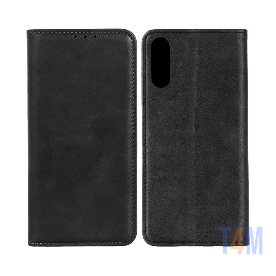 Leather Flip Cover with Internal Pocket For Samsung Galaxy A70 Black