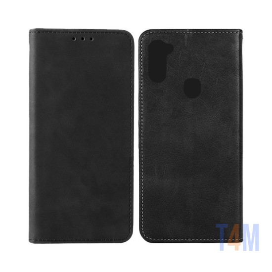 Capa Flip  de Couro com Bolso Interno para Samsung Galaxy A11 Preto