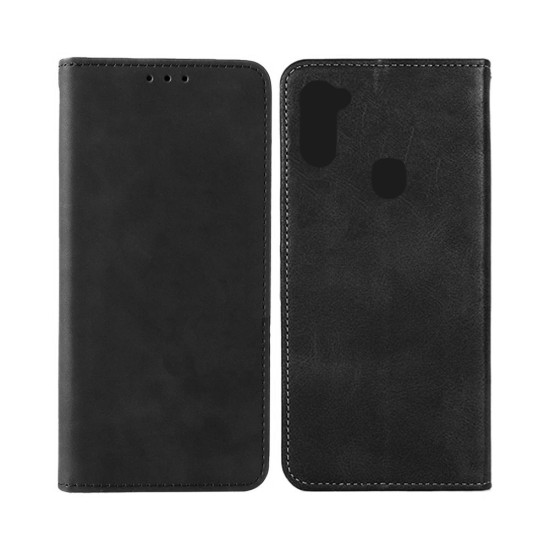 Capa Flip  de Couro com Bolso Interno para Samsung Galaxy A11 Preto