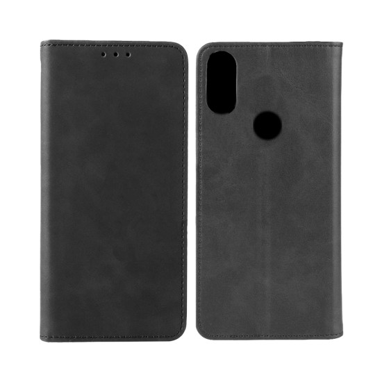 Capa Flip de Couro com Bolso Interno para Huawei P Smart 2019 Preto