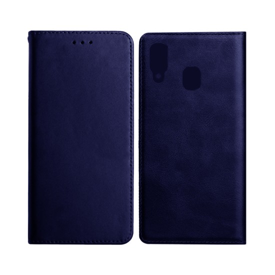 Leather Flip Cover with Internal Pocket For Samsung Galaxy A40 Blue