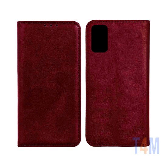 Capa Flip de Couro com Bolso Interno para Samsung Galaxy S20 Plus Vermelho